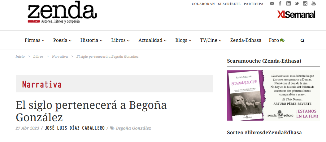 Reseña de José Luis Díaz Caballero en la revista Zenda